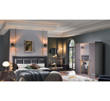 Пятистворчатый распашной шкаф для одежды и белья с зеркалом в спальню Карлино (Carlino) CARL-33 Пятистворчатый распашной шкаф для одежды и белья с зеркалом в спальню Карлино (Carlino) CARL-33