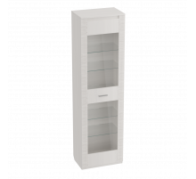 Одностворчатая витрина с ящиком для гостиной Элана, цвет Бодега белая Одностворчатая витрина с ящиком для гостиной Элана, цвет Бодега белая